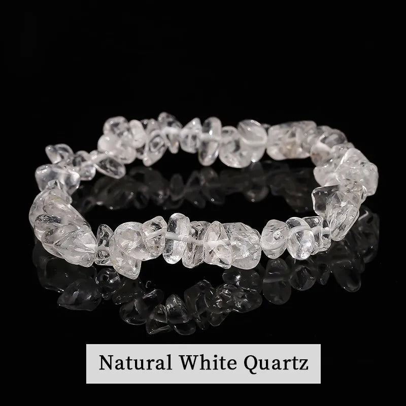 JD Natural Crystal Stone Seven Chakra Irregular Energy Bracelet Women Men Healing Amethyst Fluorite Chip Strand Bracelet Gift