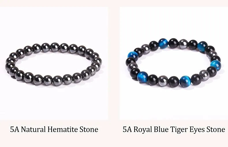 JD Natural Black Obsidian Stone Hematite Tiger Eye Bead Bracelet Women Men Triple Protection Health Care Weight Loss Jewelry