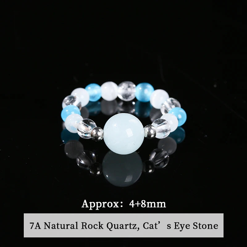 JD Natural Stone Small Bead Crystal Rings for Women Trendy Bohe Handmade Stretch Rings Reiki Healing Party Gifts Couple Jewelry