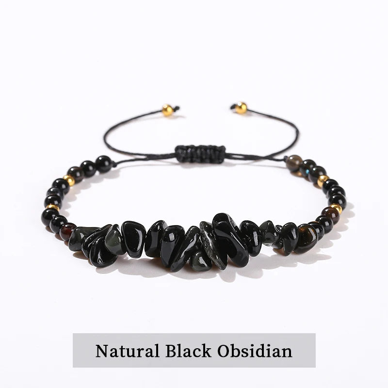 JD Natural Green Aventurine Amethyst Irregualr Gravel Woven Bracelet Women Men Handmade Braided Bracelet Crystal Chip Jewelry