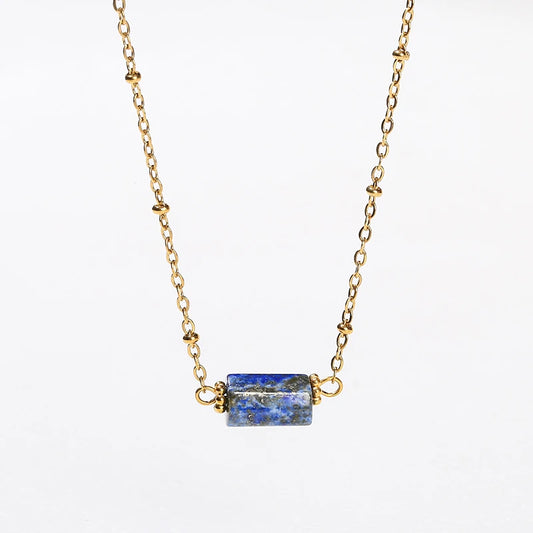 JD Handmade Boho Necklace Natural Amethyst Faceted Bead Pendant Necklace For Women Trendy Classic Stainless Steel Couple Gifts