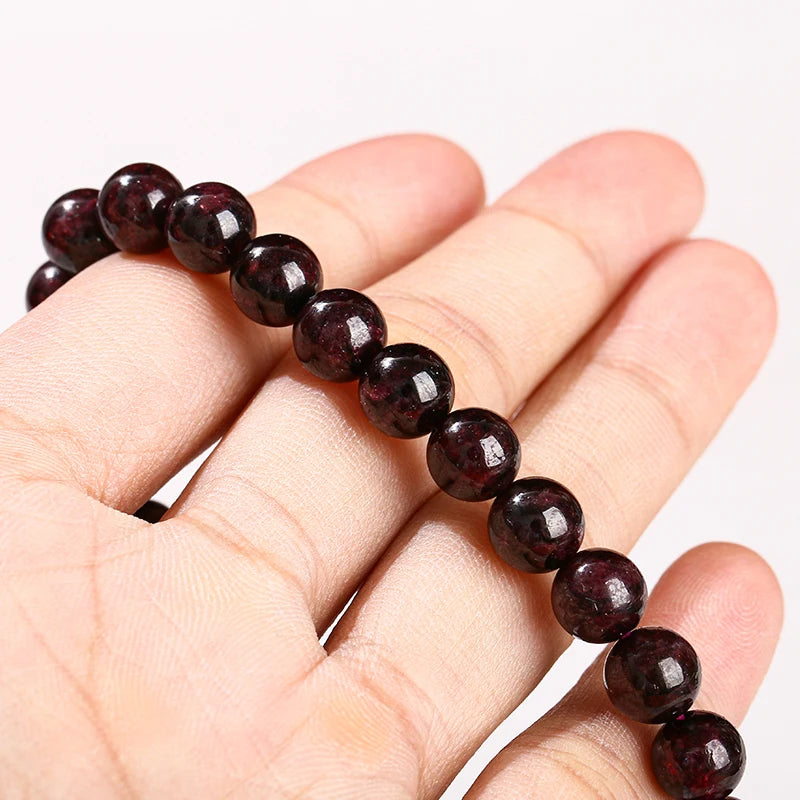 JD 1A Natural Garnet Stone Wine Red Beaded Bracelet Men Women Yoga Healing Balance Bracelets Jewelry Couple Valentine's Day Gift