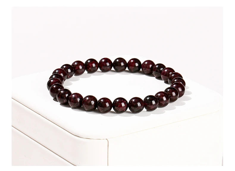 JD 1A Natural Garnet Stone Wine Red Beaded Bracelet Men Women Yoga Healing Balance Bracelets Jewelry Couple Valentine's Day Gift