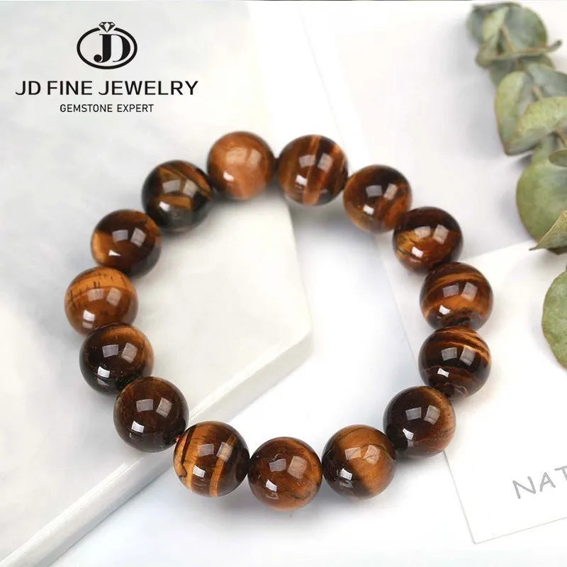 JD Natural Stone Blue Tiger Eye Beaded Bracelets Women Men Reiki Healing Yoga Meditation Charm Bangles Pulseras Jewelry Gift