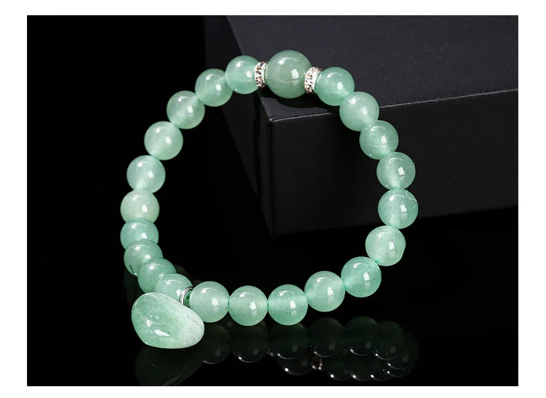 JD Natural Pink Quartz Yellow Tiger Eye Unakite Heart Pendant Beaded Bracelet Women Lovers Elegant Handmade Stretch Healing Gift