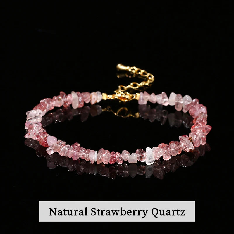 JD Natural Stone Mixed Tourmaline Gravel Lucky Chain Bracelet Women Fashion Jewelry Adjustable Chip Bracelet Yoga Chakra Gifts