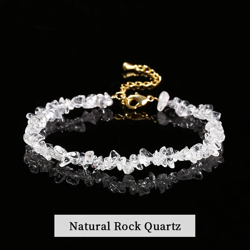JD Natural Stone Mixed Tourmaline Gravel Lucky Chain Bracelet Women Fashion Jewelry Adjustable Chip Bracelet Yoga Chakra Gifts