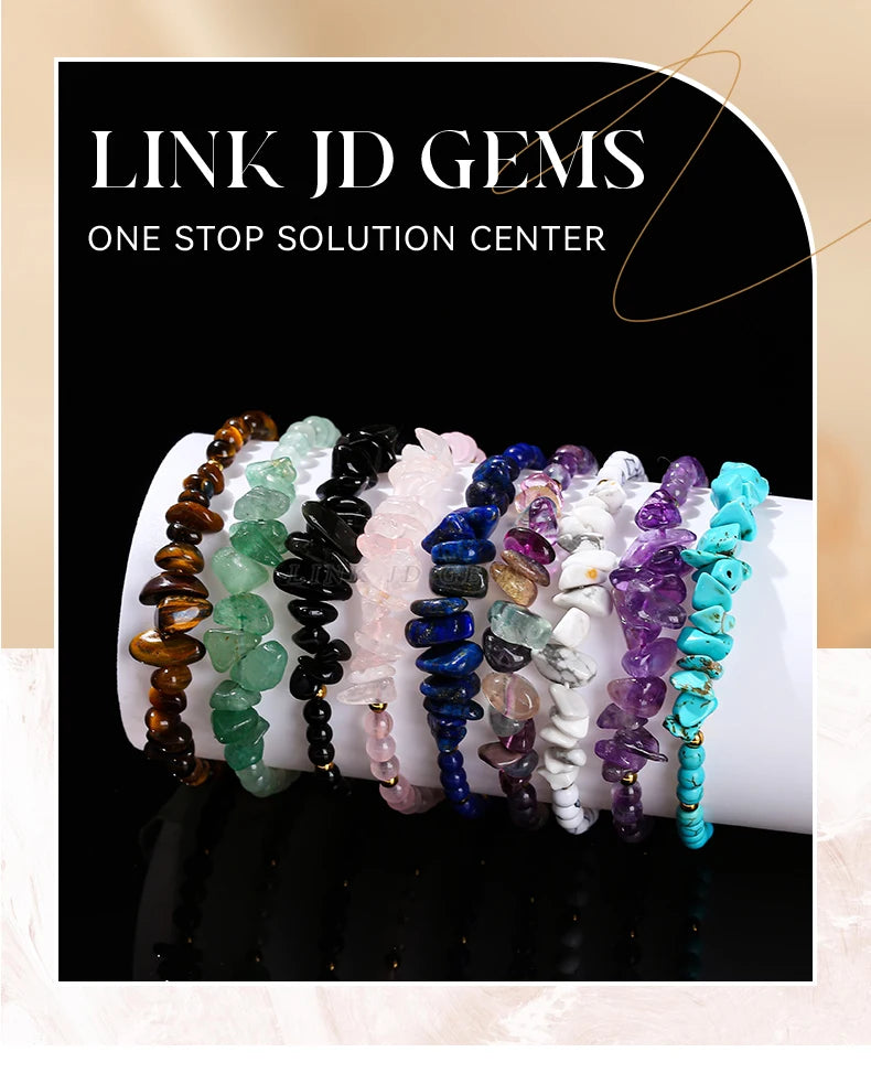 JD Natural Green Aventurine Amethyst Irregualr Gravel Woven Bracelet Women Men Handmade Braided Bracelet Crystal Chip Jewelry