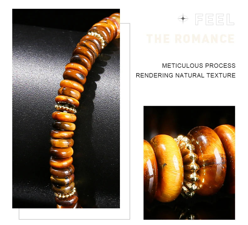 JD Natural Stone Green Aventurine Pink Quartz Flat Spacer Beads Bracelet Women Men Bohe Elastic Bangles Healing Friendship Gift