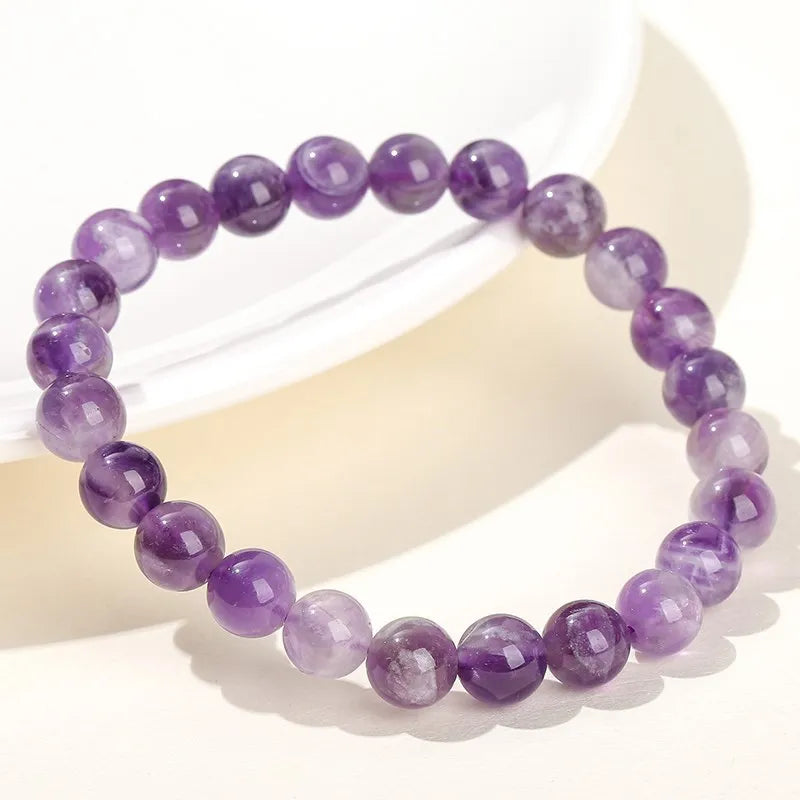 JD Natural Dream Lace Amethyst Stone Beaded Bracelets Women Purple Crystal Quartz Energy Bead Reiki Healing Bangle Jewelry Gift