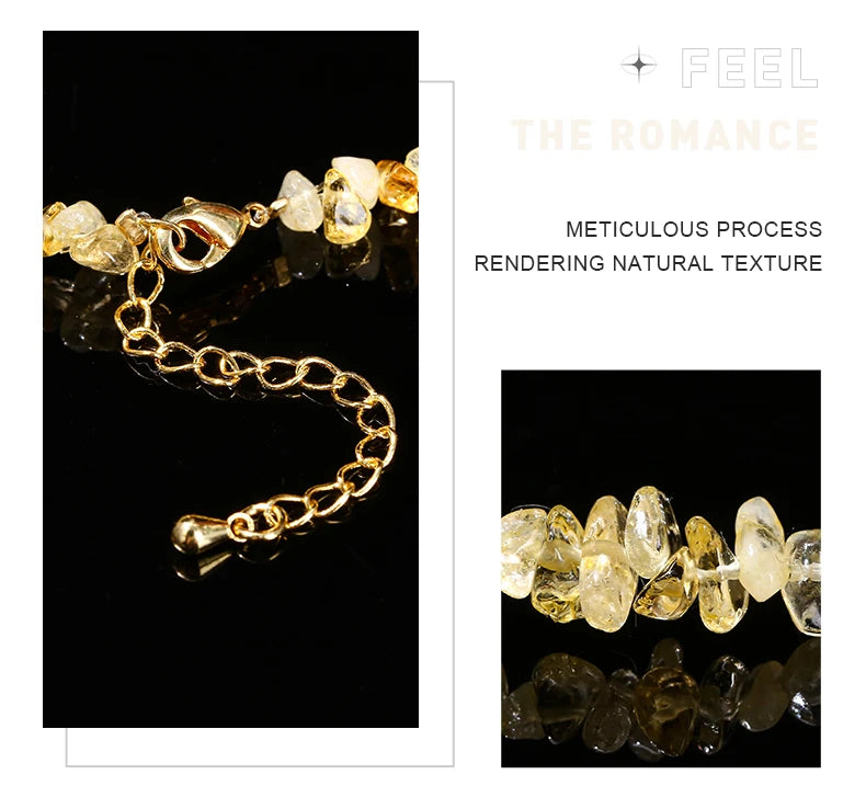JD Natural Citrines Gravel Stone Irregualr Chip Chakra Bracelet Women Fashion Jewelry Reiki Healing Adjustable Birthday Gifts