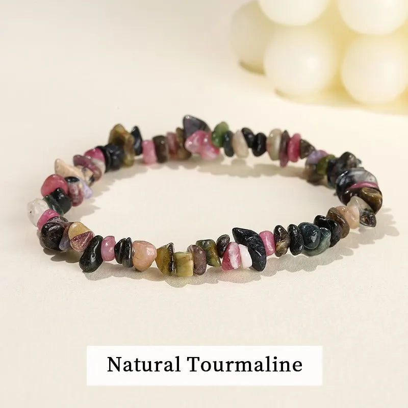 JD Natural Crystal Stone Seven Chakra Irregular Energy Bracelet Women Men Healing Amethyst Fluorite Chip Strand Bracelet Gift
