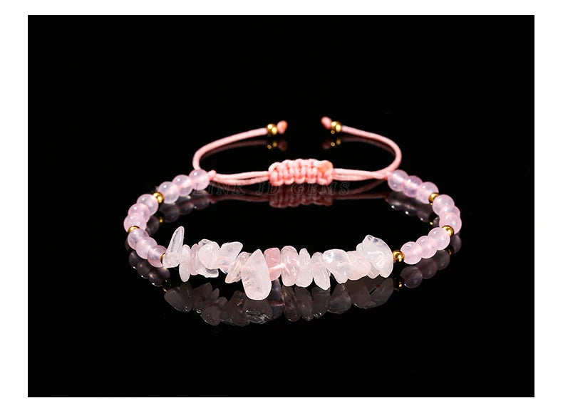 JD Natural Green Aventurine Amethyst Irregualr Gravel Woven Bracelet Women Men Handmade Braided Bracelet Crystal Chip Jewelry