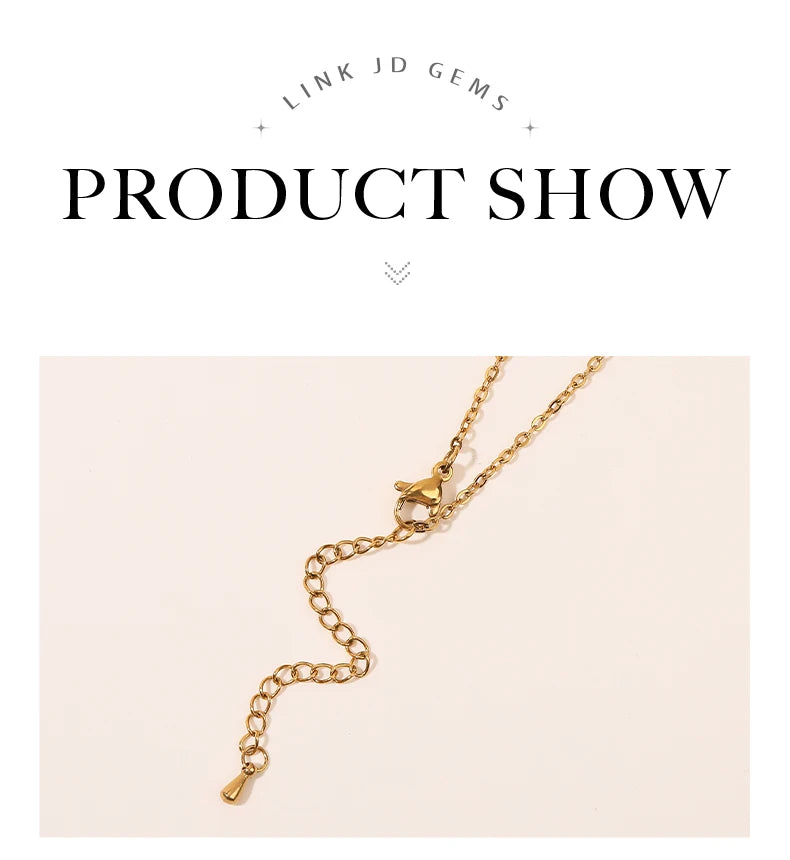 JD Stainless Steel Turquoise Zircon Geometic Patter Pendant Necklaces For Women Bohemian Delicate Wedding Jewelry Collar Mujer