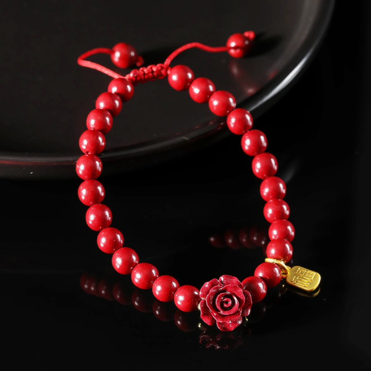 JD Natural Stone 50% Real Cinnabar Bead Braided Bracelet Women Charm Adjustable Yoga Healing Balance Bracelets Jewelry Female