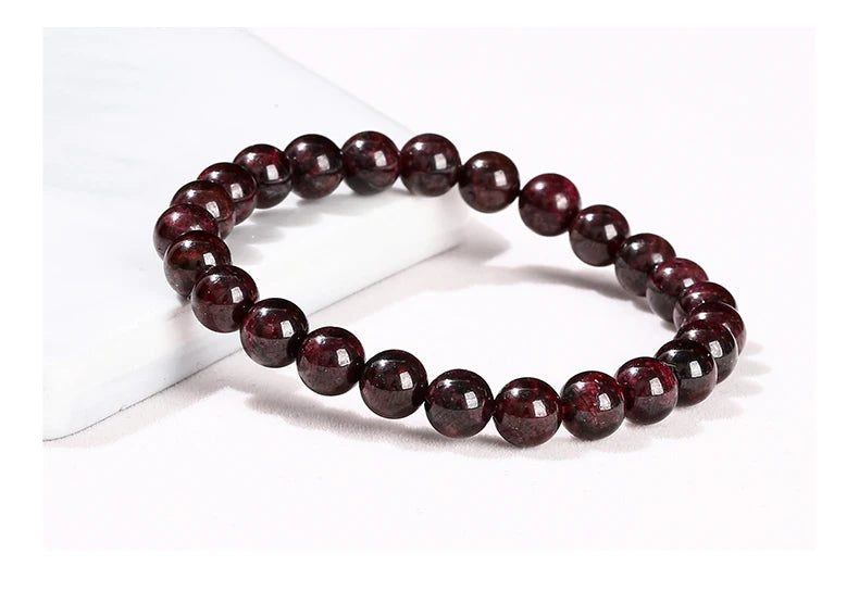 JD 1A Natural Garnet Stone Wine Red Beaded Bracelet Men Women Yoga Healing Balance Bracelets Jewelry Couple Valentine's Day Gift