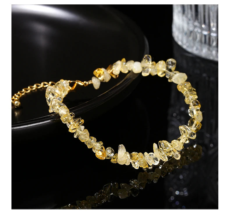 JD Natural Citrines Gravel Stone Irregualr Chip Chakra Bracelet Women Fashion Jewelry Reiki Healing Adjustable Birthday Gifts