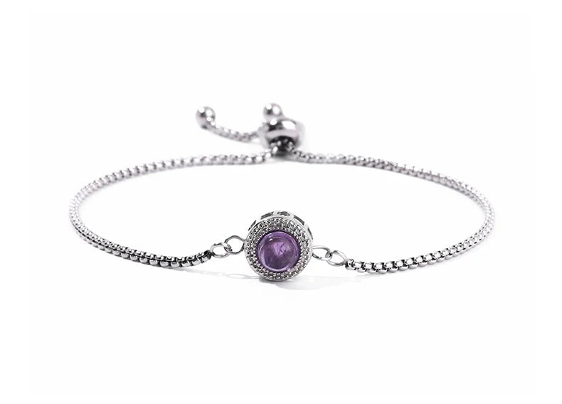 JD Natural Blue Moonstone Inlaid Stainless Steel Chain Bracelets Women Fashion Handmade Adjustable Healing Bangles Couple Gifts