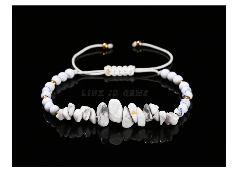 JD Natural Green Aventurine Amethyst Irregualr Gravel Woven Bracelet Women Men Handmade Braided Bracelet Crystal Chip Jewelry