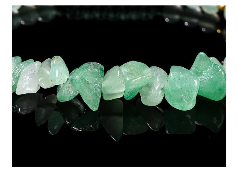 JD Natural Green Aventurine Irregular Gravel Bead Bracelet Women Trendy Adjustable Rope Braided Reiki Healing Chip Jewelry Gift