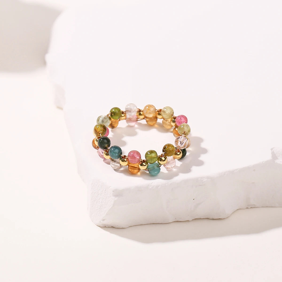 JD Natural Stone Crystal Bead Woven Rings Women Fashion Chic Handmade Adjustable Reiki Yoga Energy Rings Party Jewerly Gifts