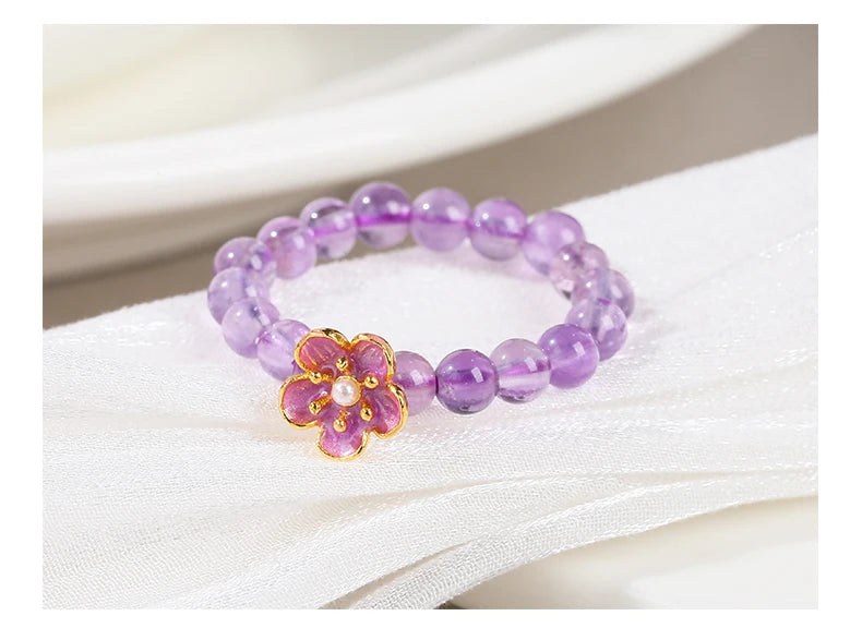 JD Natural Stone Small Bead Crystal Rings for Women Trendy Bohe Handmade Stretch Rings Reiki Healing Party Gifts Couple Jewelry
