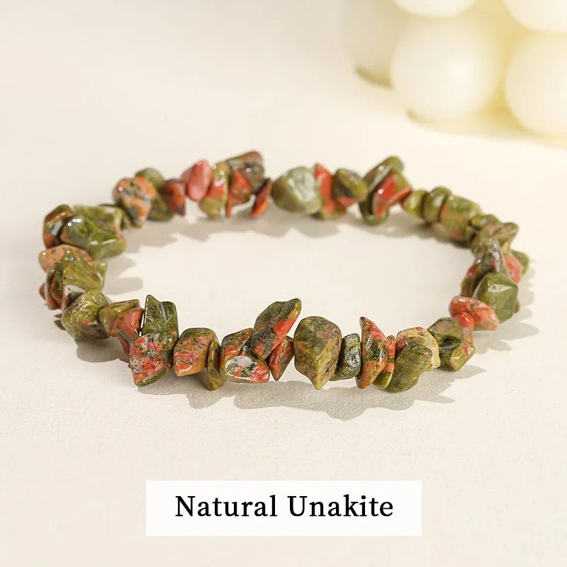 JD Natural Crystal Stone Seven Chakra Irregular Energy Bracelet Women Men Healing Amethyst Fluorite Chip Strand Bracelet Gift