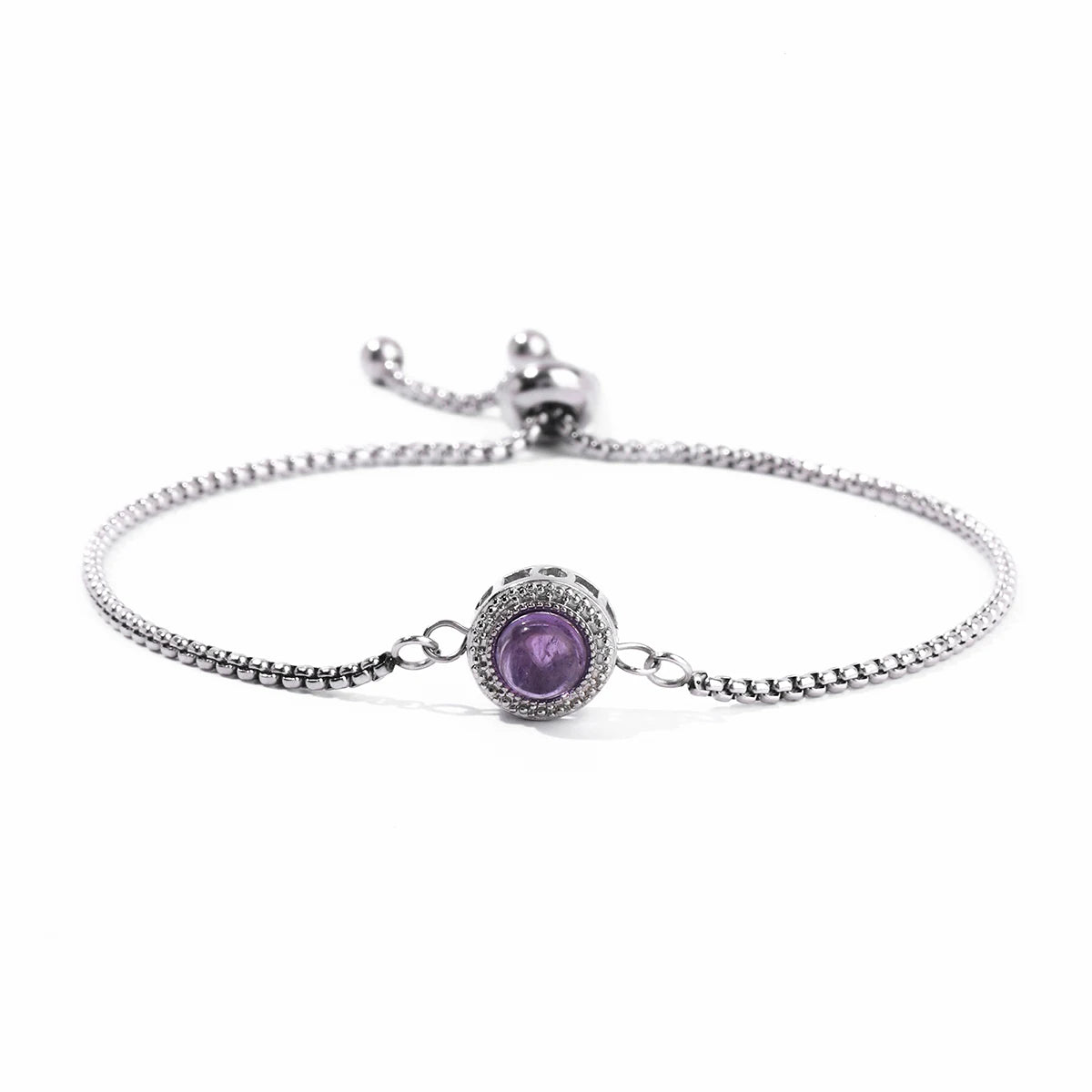 JD Natural Blue Moonstone Inlaid Stainless Steel Chain Bracelets Women Fashion Handmade Adjustable Healing Bangles Couple Gifts