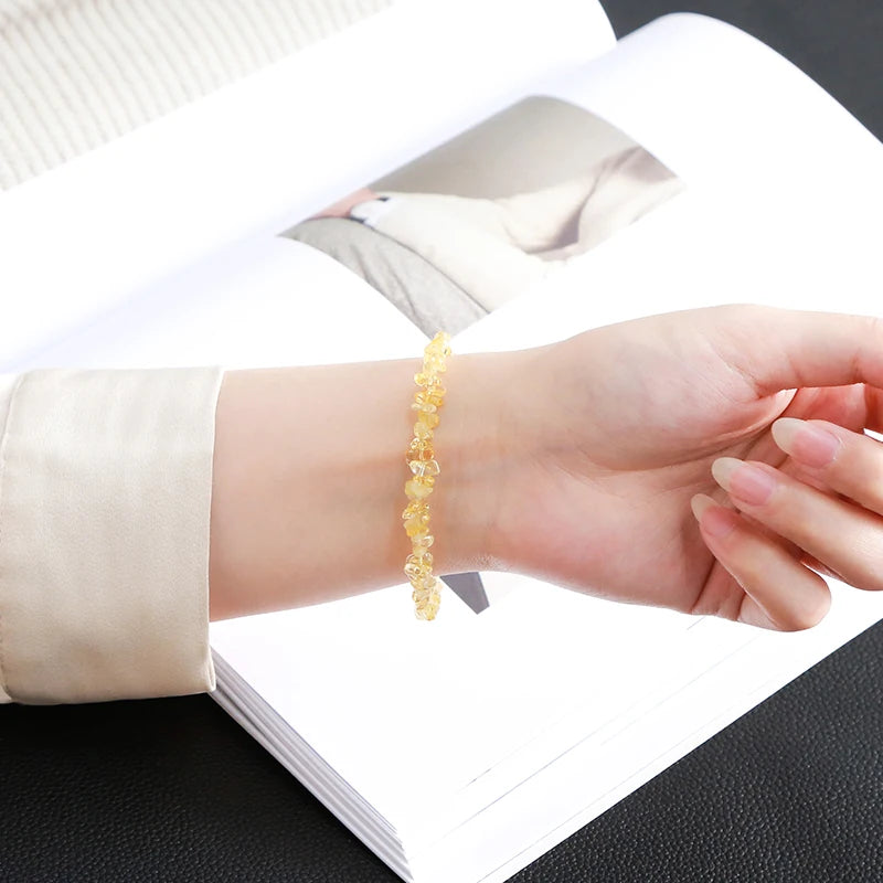 JD Natural Citrines Gravel Stone Irregualr Chip Chakra Bracelet Women Fashion Jewelry Reiki Healing Adjustable Birthday Gifts