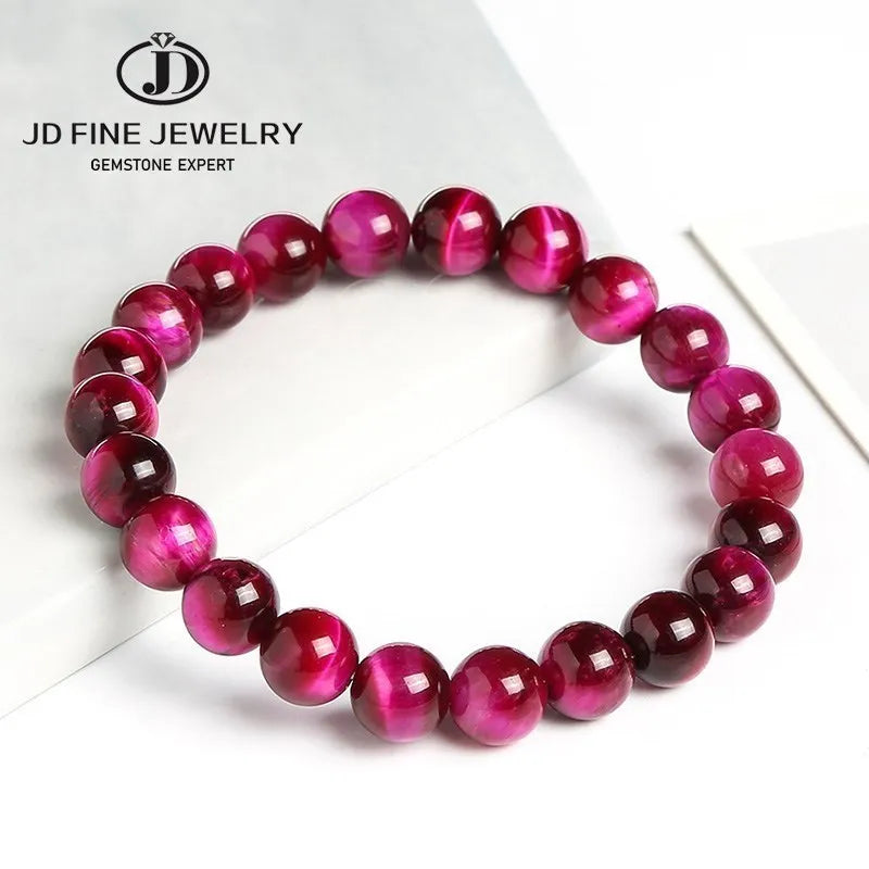 JD Natural Stone Blue Tiger Eye Beaded Bracelets Women Men Reiki Healing Yoga Meditation Charm Bangles Pulseras Jewelry Gift