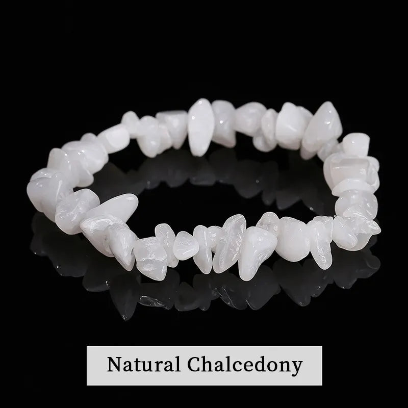 JD Natural Crystal Stone Seven Chakra Irregular Energy Bracelet Women Men Healing Amethyst Fluorite Chip Strand Bracelet Gift