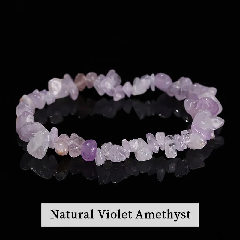 JD Natural Crystal Stone Seven Chakra Irregular Energy Bracelet Women Men Healing Amethyst Fluorite Chip Strand Bracelet Gift