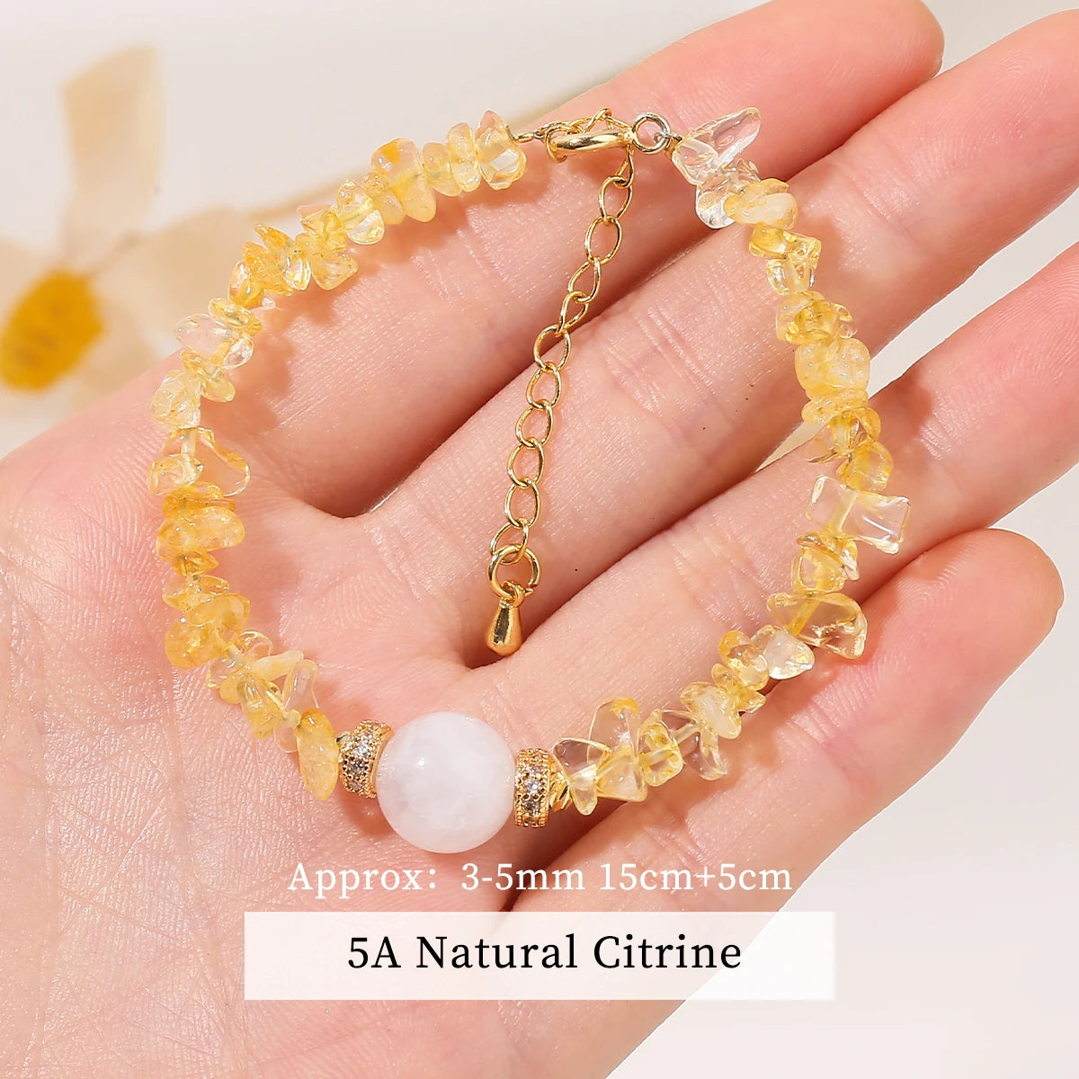 JD Natural Citrine Stone Gravel Bead Lucky Wealth Bracelets Women Fashion Jewelry Handmade Adjustable Chain Bracelet Couple Gift
