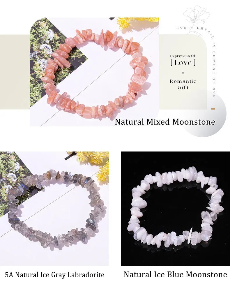 JD Natural Crystal Stone Seven Chakra Irregular Energy Bracelet Women Men Healing Amethyst Fluorite Chip Strand Bracelet Gift