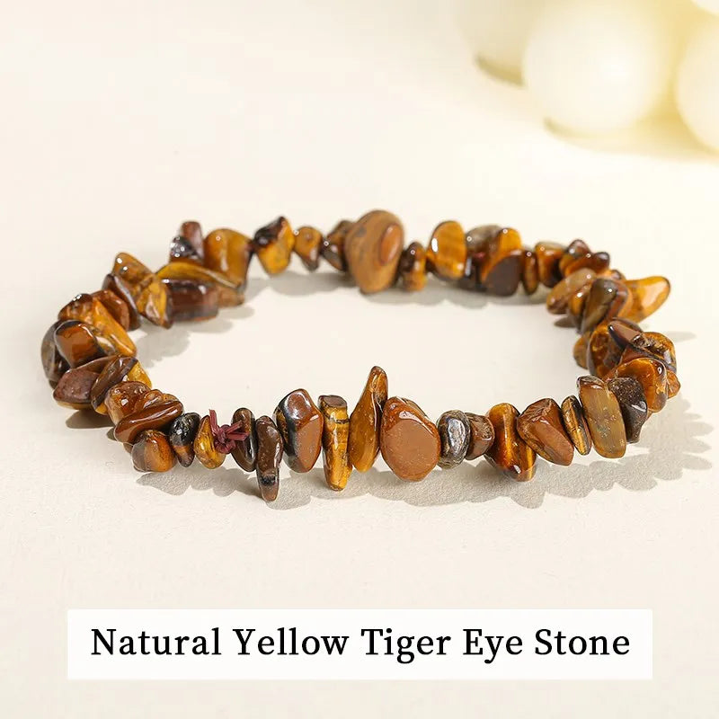 JD Natural Crystal Stone Seven Chakra Irregular Energy Bracelet Women Men Healing Amethyst Fluorite Chip Strand Bracelet Gift