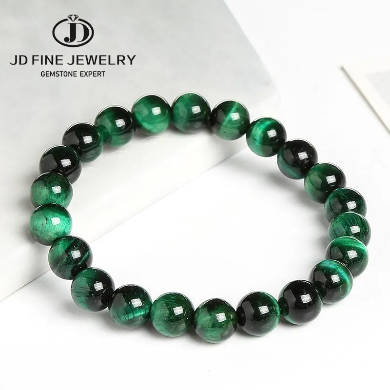 JD Natural Stone Blue Tiger Eye Beaded Bracelets Women Men Reiki Healing Yoga Meditation Charm Bangles Pulseras Jewelry Gift