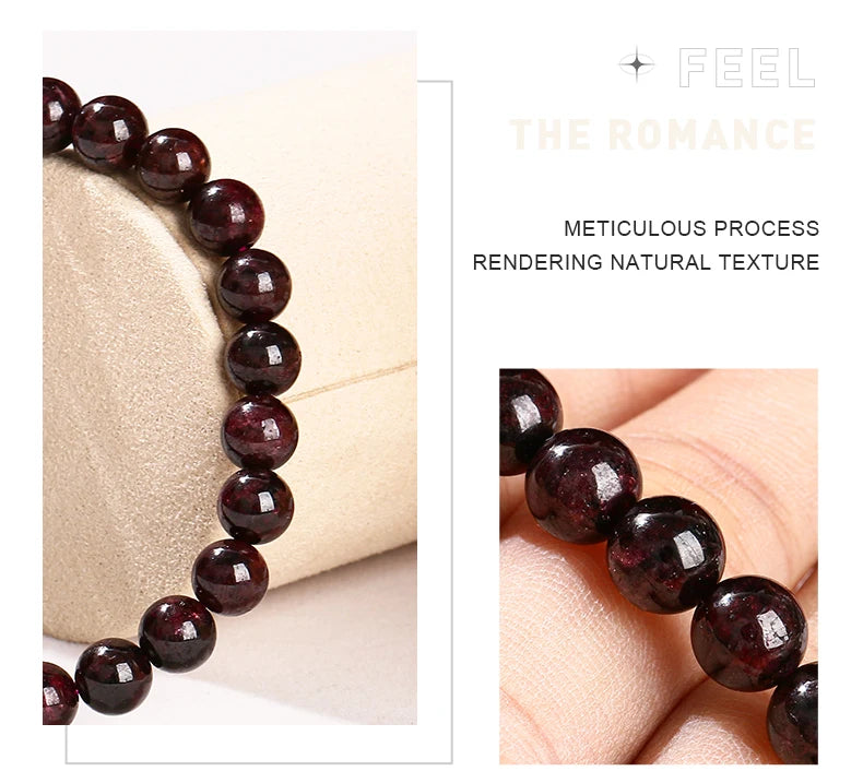 JD 1A Natural Garnet Stone Wine Red Beaded Bracelet Men Women Yoga Healing Balance Bracelets Jewelry Couple Valentine's Day Gift