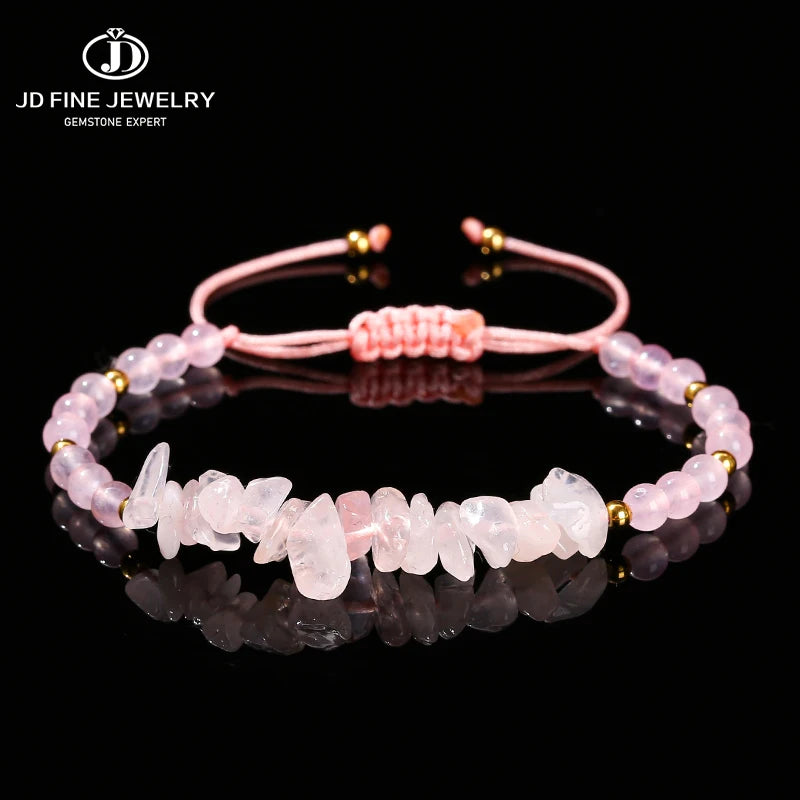 JD Natural Green Aventurine Amethyst Irregualr Gravel Woven Bracelet Women Men Handmade Braided Bracelet Crystal Chip Jewelry