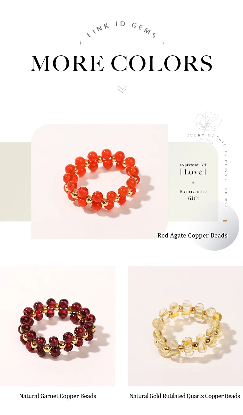 JD Natural Stone Crystal Bead Woven Rings Women Fashion Chic Handmade Adjustable Reiki Yoga Energy Rings Party Jewerly Gifts
