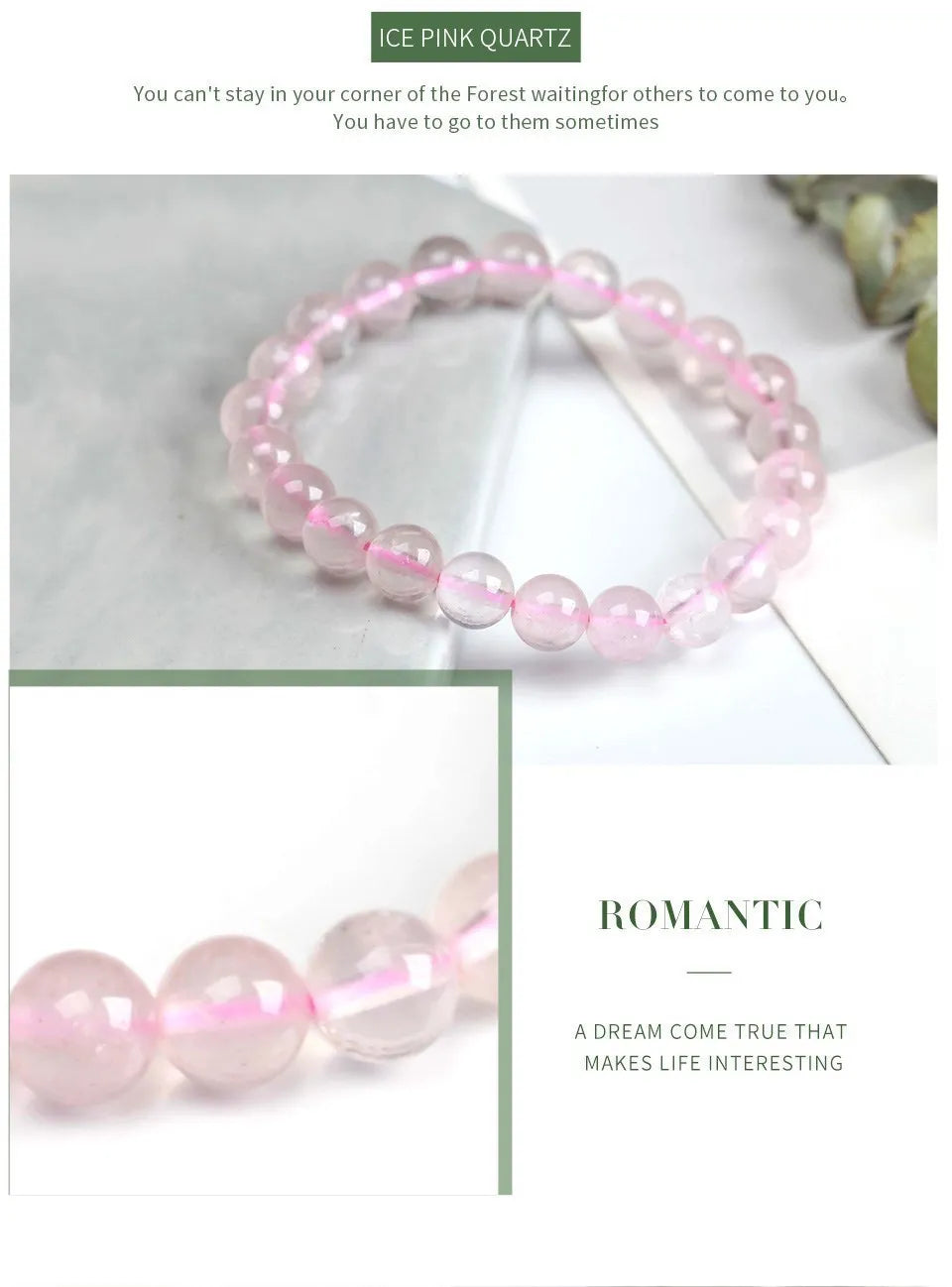 JD Natural Stone Pink Quartz Crystal Amethyst Fluorite Beaded Bracelets Women Sweet Reiki Healing Energy Strand Bangles Jewelry