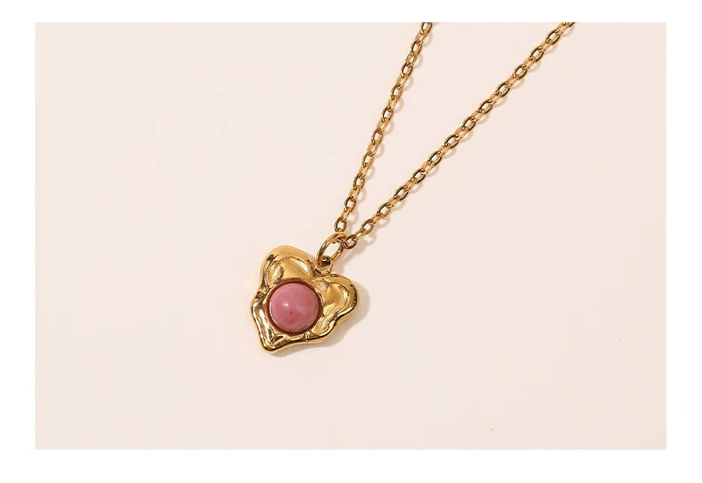 JD Stainless Steel Turquoise Zircon Geometic Patter Pendant Necklaces For Women Bohemian Delicate Wedding Jewelry Collar Mujer