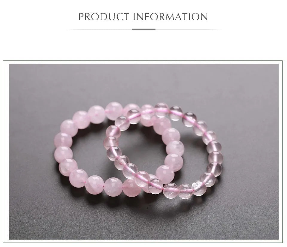 JD Natural Stone Pink Quartz Crystal Amethyst Fluorite Beaded Bracelets Women Sweet Reiki Healing Energy Strand Bangles Jewelry