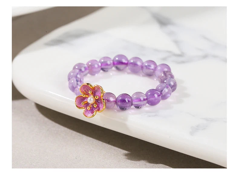JD Natural Stone Small Bead Crystal Rings for Women Trendy Bohe Handmade Stretch Rings Reiki Healing Party Gifts Couple Jewelry
