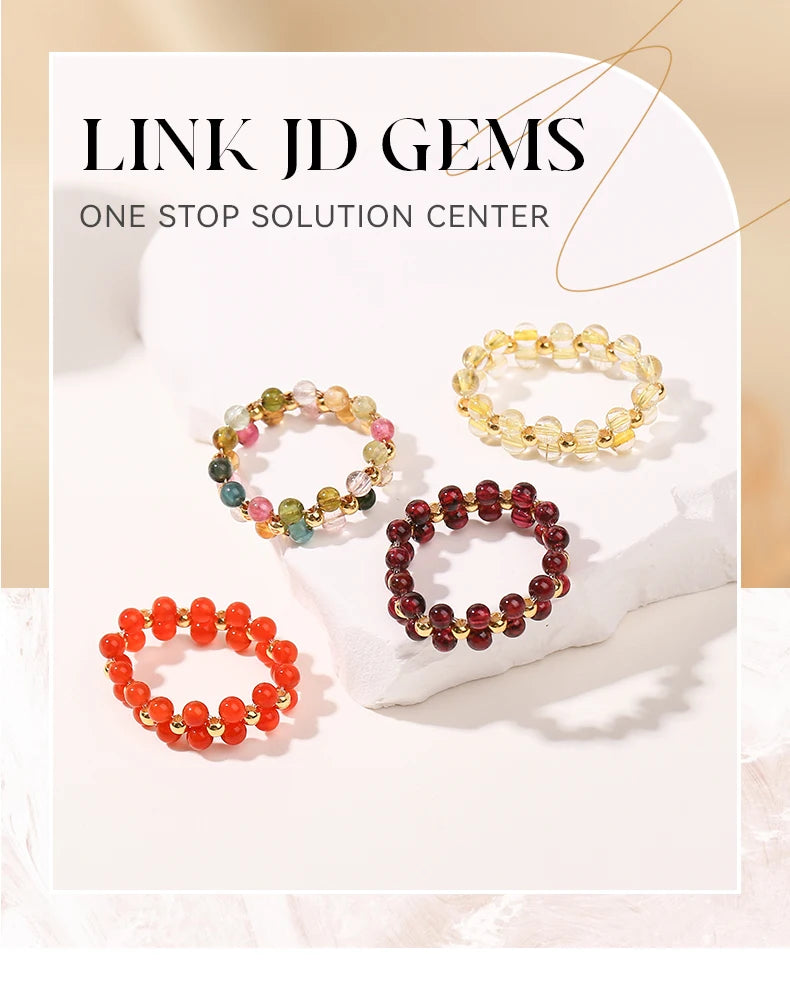 JD Natural Stone Crystal Bead Woven Rings Women Fashion Chic Handmade Adjustable Reiki Yoga Energy Rings Party Jewerly Gifts