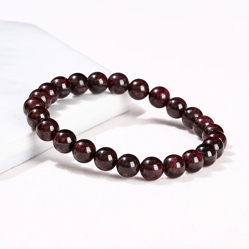 JD 1A Natural Garnet Stone Wine Red Beaded Bracelet Men Women Yoga Healing Balance Bracelets Jewelry Couple Valentine's Day Gift