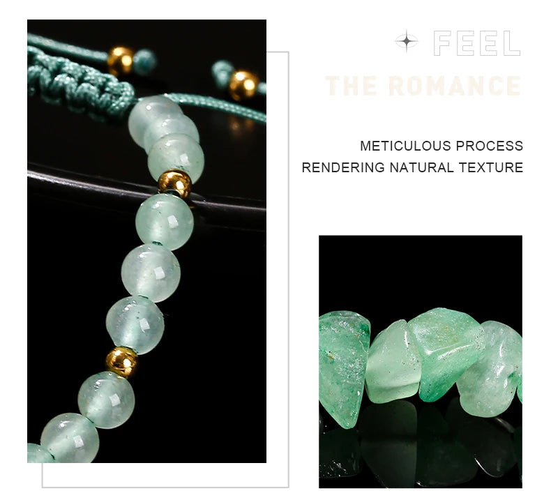 JD Natural Green Aventurine Irregular Gravel Bead Bracelet Women Trendy Adjustable Rope Braided Reiki Healing Chip Jewelry Gift