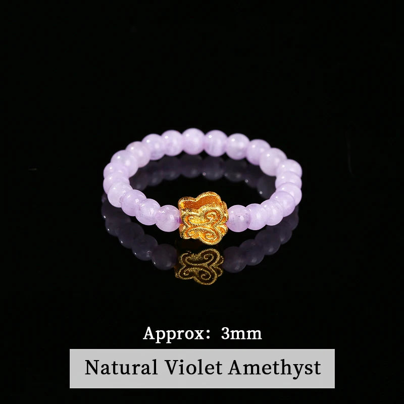 JD Natural Stone Small Bead Crystal Rings for Women Trendy Bohe Handmade Stretch Rings Reiki Healing Party Gifts Couple Jewelry