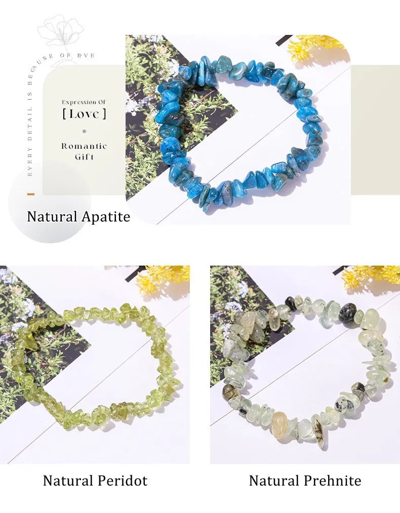 JD Natural Crystal Stone Seven Chakra Irregular Energy Bracelet Women Men Healing Amethyst Fluorite Chip Strand Bracelet Gift