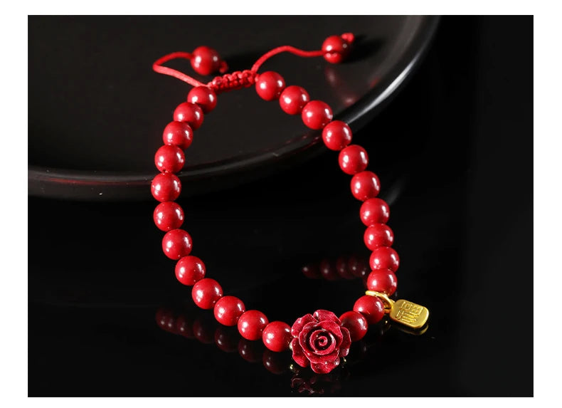 JD Natural Stone 50% Real Cinnabar Bead Braided Bracelet Women Charm Adjustable Yoga Healing Balance Bracelets Jewelry Female