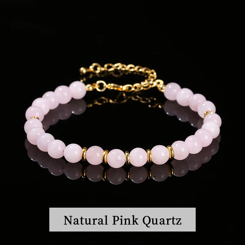 JD Natural Stone Green Aventurine Black Agate 6mm Bead Stainless Steel Bracelet Women Trendy Handmade Adjustable Healing Jewelry